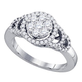10kt White Gold Womens Round Diamond Cluster Ring 3/4 Cttw