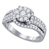 10kt White Gold Womens Round Diamond Cluster Ring /8 Cttw