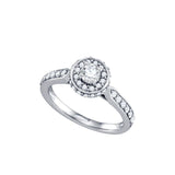 14k White Gold Round Diamond Halo Bridal Wedding Engagement Ring 3/4 Cttw