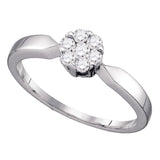 10k White Gold Flower Cluster Diamond Bridal Wedding Engagement Ring 1/4 Cttw
