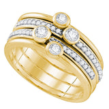 10kt Yellow Gold Womens Round Diamond Stackable Band Ring 1/2 Cttw