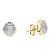 14kt Yellow Gold Womens Round Diamond Circle Earrings 1/6 Cttw