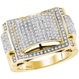 10kt Yellow Gold Mens Round Diamond Domed Cluster Ring 3/4 Cttw