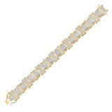 10kt Yellow Gold Mens Round Diamond Fashion Bracelet 4-1/4 Cttw