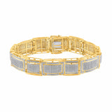10kt Yellow Gold Mens Round Diamond Link Bracelet 3-7/8 Cttw