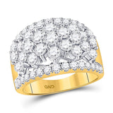 14kt Yellow Gold Womens Round Diamond Pave Flower Cluster Ring 3 Cttw