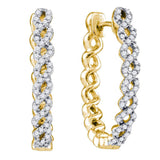 10kt Yellow Gold Womens Round Diamond Woven Hoop Earrings 1/2 Cttw
