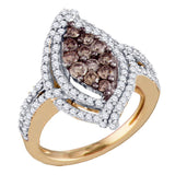 10kt Rose Gold Womens Round Brown Diamond Fashion Ring 1-5/8 Cttw