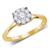14kt Yellow Gold Womens Round Diamond Flower Cluster Ring 1/4 Cttw