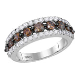 10kt White Gold Womens Round Cognac-brown Color Enhanced Diamond Band Ring 2.00 Cttw