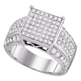 Sterling Silver Womens Round Diamond Square Cluster Bridal Wedding Engagement Ring 1.00 Cttw