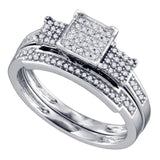 10kt White Gold Womens Round Diamond Bridal Wedding Engagement Ring Band Set 1/4 Cttw