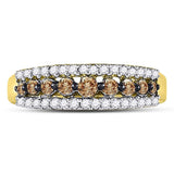 10k Yellow Gold Womens Brown Diamond Band Ring 1/2 Cttw Size