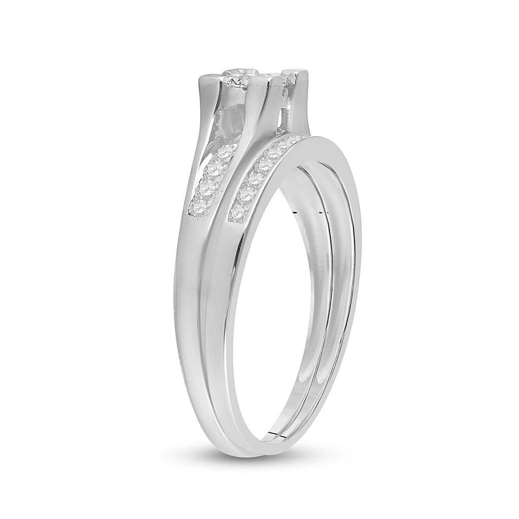 10kt White Gold Princess Diamond Bridal Wedding Ring Band Set 1/2 Cttw Size 6