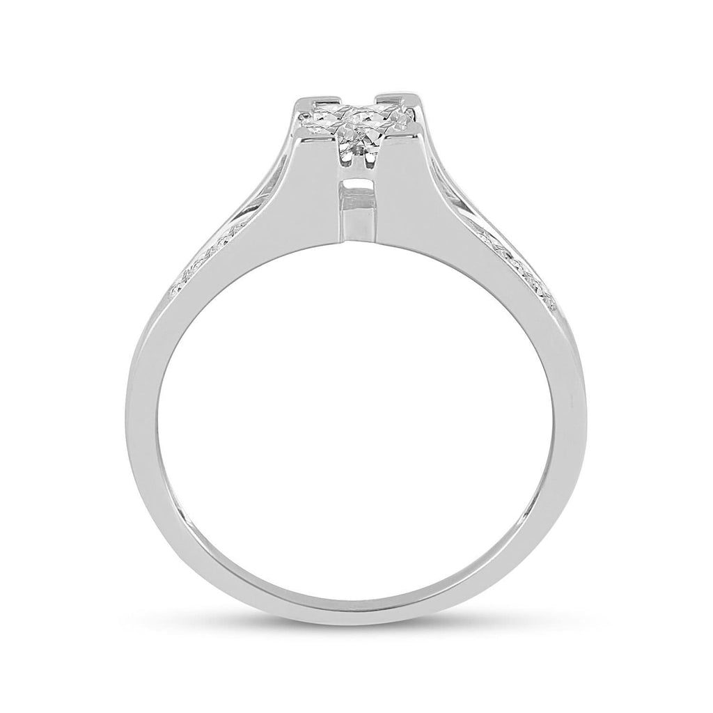 10kt White Gold Princess Diamond Bridal Wedding Ring Band Set 1/2 Cttw Size 6