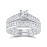 14kt White Gold Princess Diamond Bridal Wedding Ring Band Set 1 Cttw Size