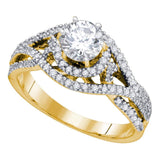 14K Yellow Gold Round Diamond Woven Openwork Bridal Wedding Engagement Ring /8 Cttw