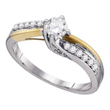 14k White Gold Round Diamond Solitaire 2-Tone Bridal Wedding Engagement Ring 1/2 Cttw