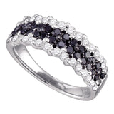 10kt White Gold Womens Round Black Color Enhanced Diamond Band Ring 1 Cttw