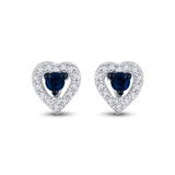 10kt White Gold Womens Round Blue Color Enhanced Diamond Heart Earrings 1/5 Cttw