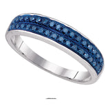 10kt White Gold Womens Round Blue Color Enhanced Diamond Band Ring 1/5 Cttw