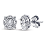 Sterling Silver Small Round Diamond Stud Earrings 1/20 Cttw