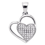 Sterling Silver Diamond Heart Love Anniversary Charm Pendant 1/10 Cttw