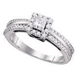 14kt White Gold Princess Diamond Princess Bridal Wedding Engagement Ring 1/2 Cttw
