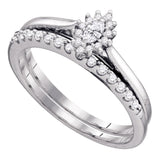 10kt White Gold Marquise Diamond Bridal Wedding Ring Band Set 1/4 Cttw