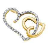 14kt Two-tone Gold Womens Round Diamond Heart Pendant 1/6 Cttw
