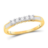 10kt Yellow Gold Womens Round Diamond Wedding 5-Stone Anniversary Band 1/3 Cttw