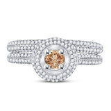 14k White Gold Brown Round Diamond Solitaire Bridal Wedding Engagement Size  Set 1-1/4 Cttw