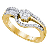 10kt Yellow Gold Round Diamond Flower Cluster Bridal Wedding Engagement Ring 1/2 Cttw