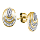 10kt Yellow Gold Womens Round Diamond Oval Stud Earrings 1/8 Cttw