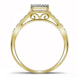 10kt Yellow Gold Round Diamond Rectangle Cluster Bridal Wedding Engagement Ring 1/4 Cttw