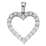 10kt White Gold Womens Round Illusion-set Diamond Heart Pendant 1/10 Cttw