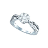 14kt White Gold Round Diamond Cluster Bridal Wedding Engagement Ring 1 Cttw