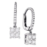 18kt White Gold Womens Round Diamond Cluster Dangle Earrings 3/4 Cttw