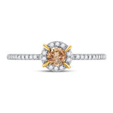 10kt Yellow Gold Round Brown Diamond Solitaire Bridal Wedding Engagement Ring 1/3 Cttw