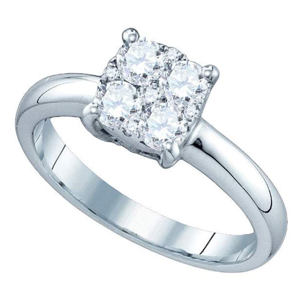 18kt White Gold Round Diamond Cluster Bridal Wedding Engagement Ring 1/6 Cttw