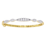 10kt White Gold Womens Round Diamond Bangle Bracelet 1 Cttw