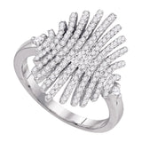 10k White Gold Round Pave-set Diamond Womens Wide Luxury Cocktail Band Ring 1/2 Cttw
