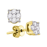 18kt Yellow Gold Womens Round Diamond Cluster Earrings 5/8 Cttw