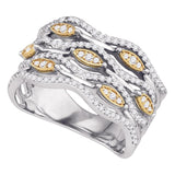10kt White Gold Womens Round Diamond Contoured Strand Fashion Band Ring 1/2 Cttw