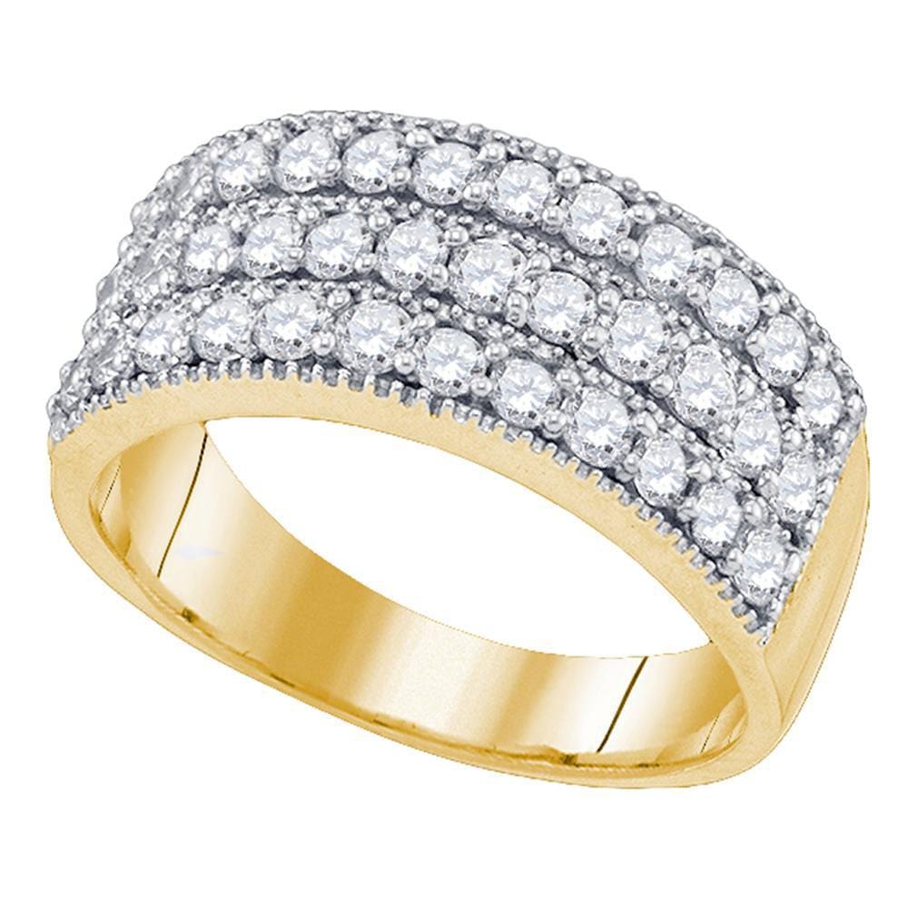 10kt Yellow Gold Womens Round Diamond Triple Row Band Ring /8 Cttw
