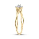 10kt Yellow Gold Womens Round Diamond Solitaire Promise Ring 1/10 Cttw