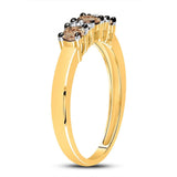 10kt Yellow Gold Womens Round Brown Diamond Band Ring 1/2 Cttw