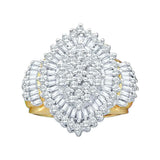 10kt Yellow Gold Womens Round Diamond Oval Cluster Ring 2 Cttw
