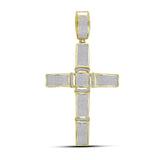 10kt Yellow Gold Mens Round Diamond Cross Charm Pendant 1-1/2 Cttw