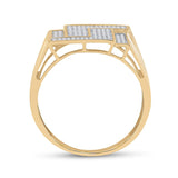 10kt Yellow Gold Mens Round Diamond Geometric Cluster Ring 1/4 Cttw